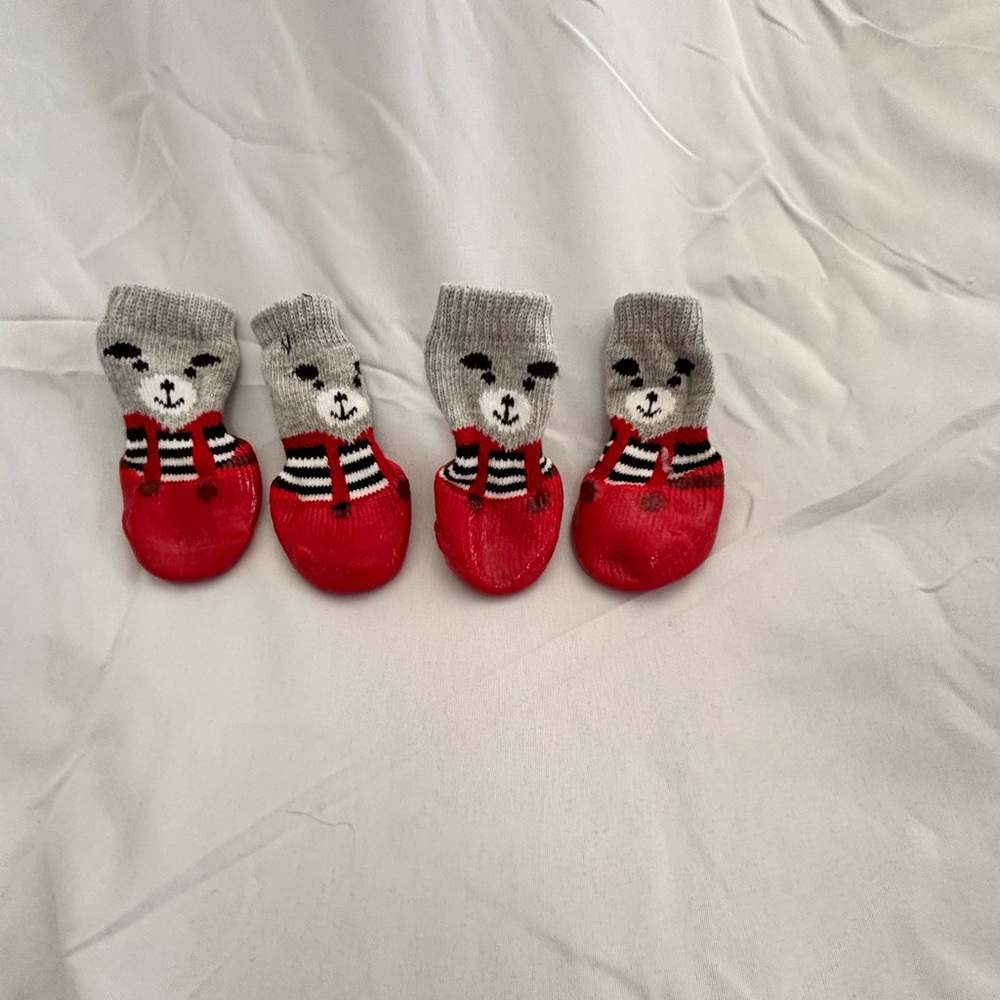 Set of 4 Dog Sock Booties – Waterproof Grip Pads – Size 1 (Approx.) – NEW
